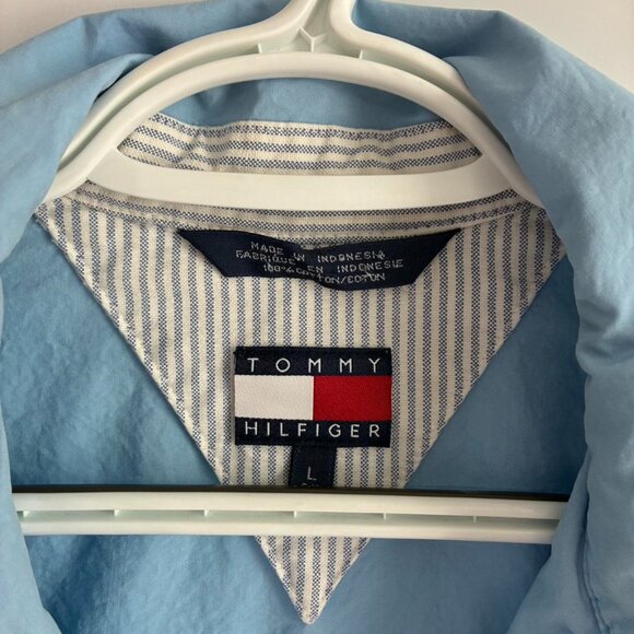 Vintage Tommy Hilfiger 100% Cotton Zip Blue Cotton Zip Up Jacket, Size Large - Picture 2 of 8